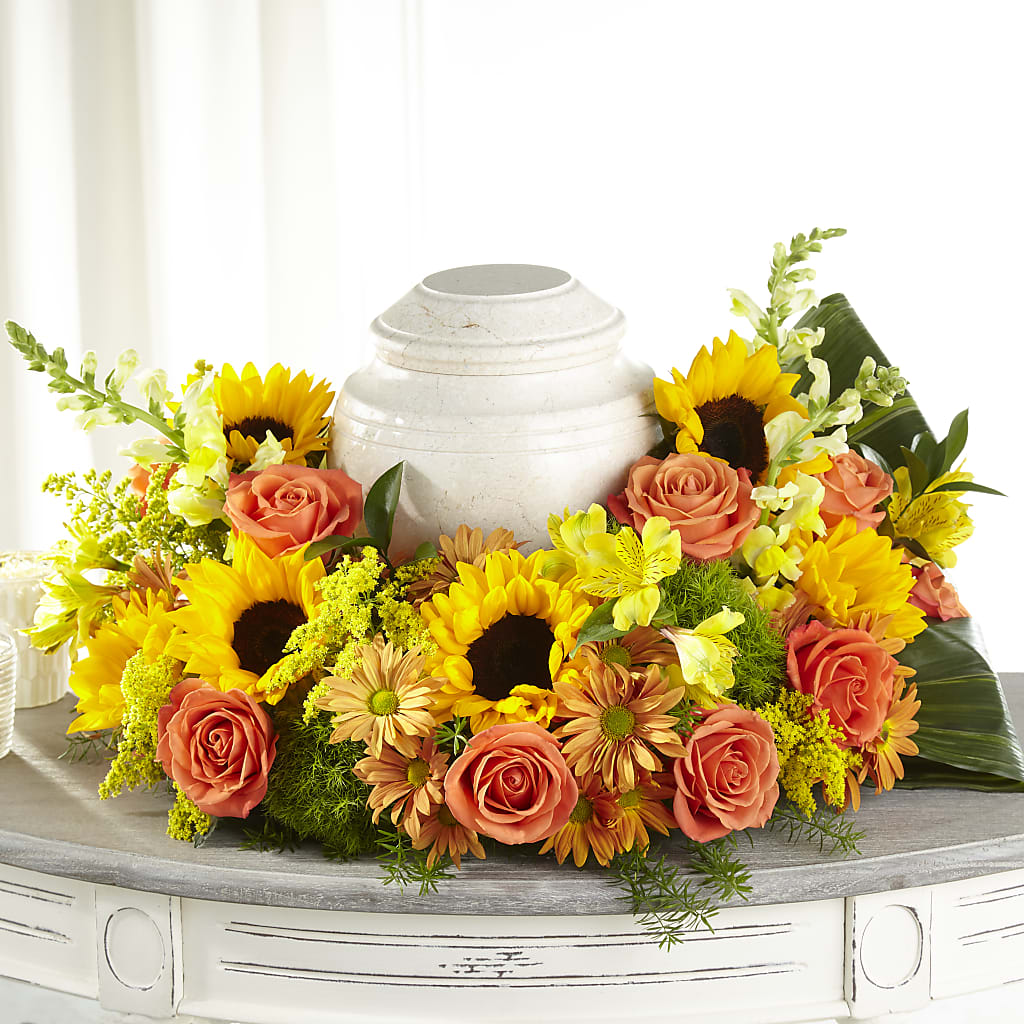 Faithful Sunflower Cremation Adornment – Flower Loft, Southfield MI