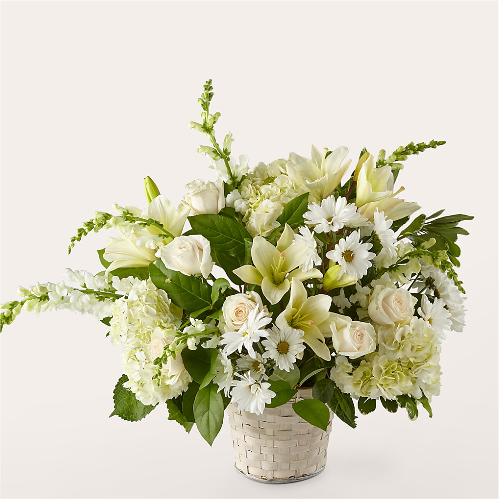 Ivory Elegance Floral Basket – Flower Loft, Southfield MI