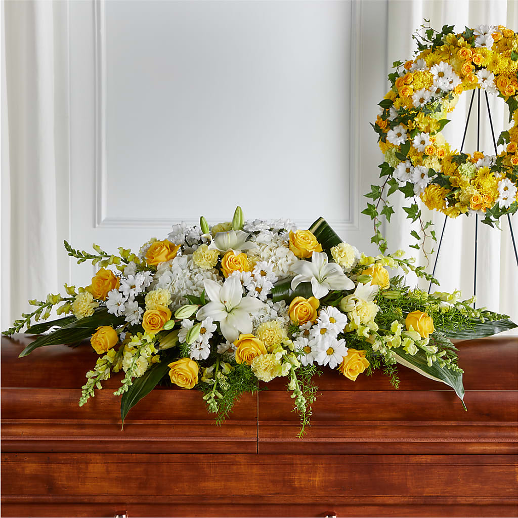 Golden Harmony Casket Spray – Flower Loft, Southfield MI