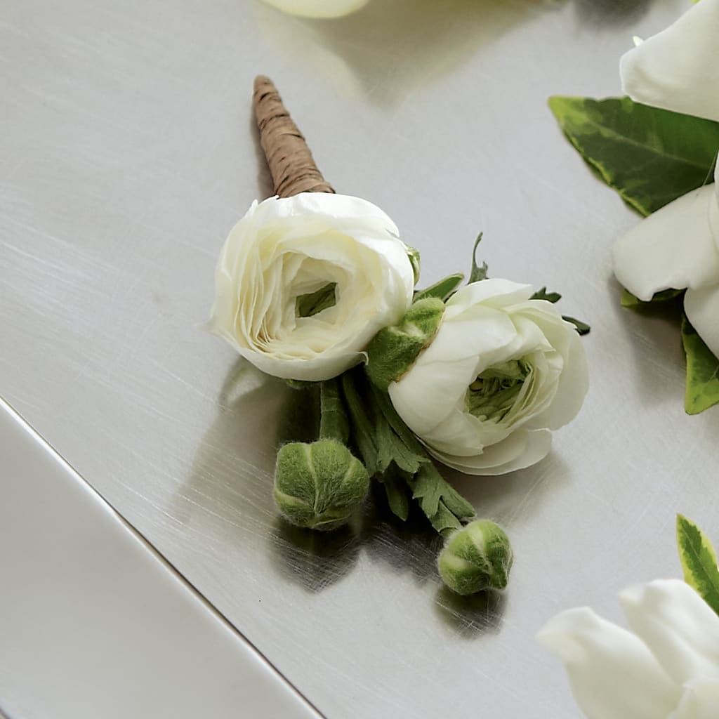 White Ranunculus Boutonniere – Flower Loft, Southfield MI